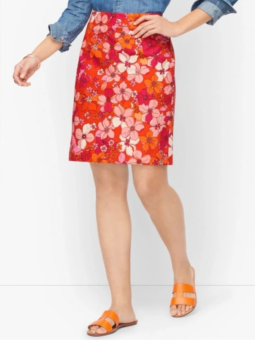 Talbots Tossed Flowers Canvas A-Line Skirt Size Petite 2